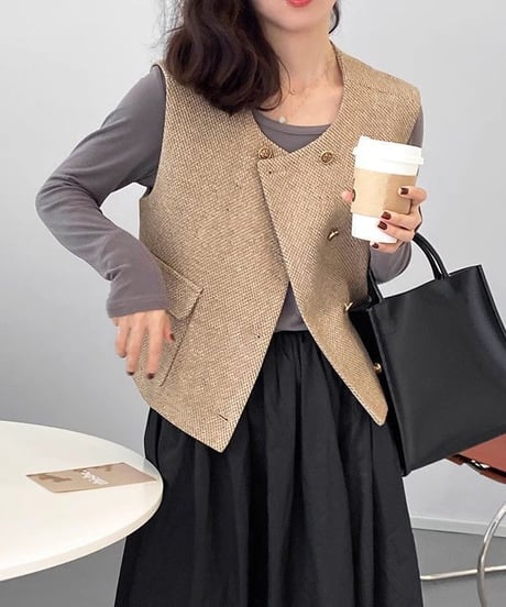 double breasted vest / 2color　hm2593