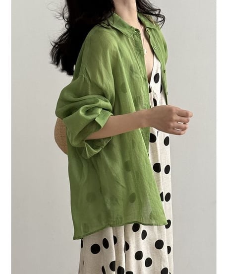 drop shoulder sheer shirt / 2color　hm2246