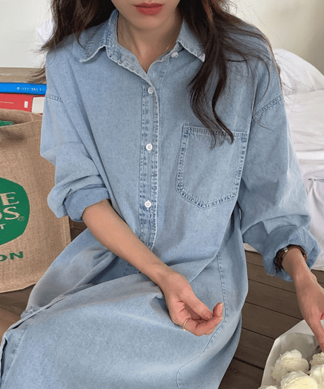 denim shirt dress / 2color　hm2913