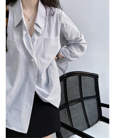 striped irregular blouse / 2color　hm2042