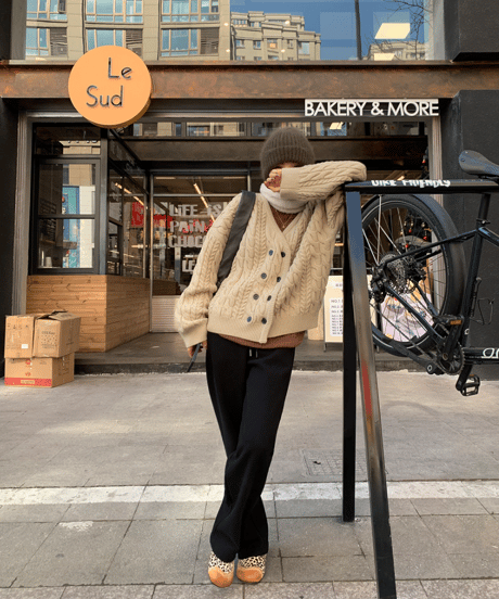 cable knit cardigan / 2color　hm1204