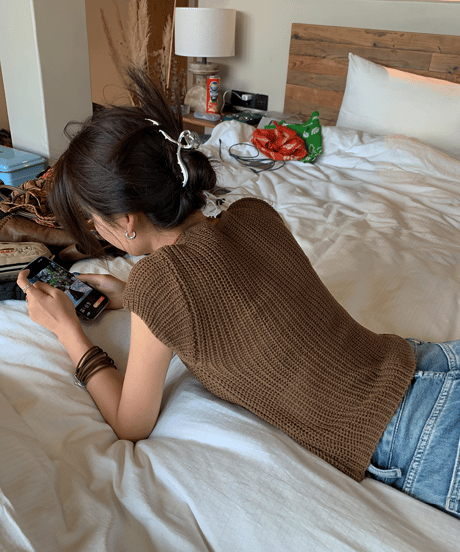 pearl button summer knit / 2color　hm1503