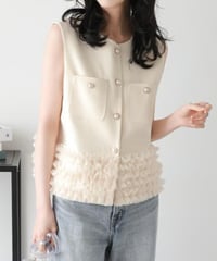 ruffle hem tweed vest / 3color　hm2836