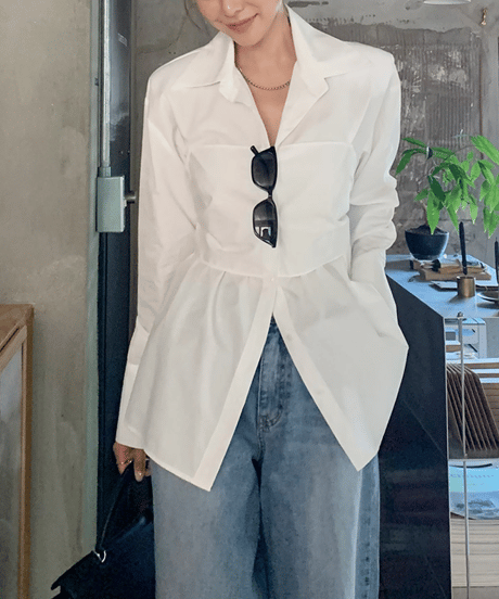 waist back ribbon blouse　hm2853