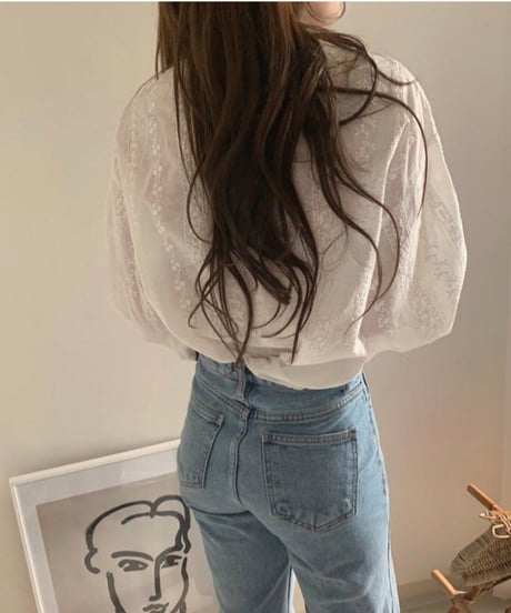 embroidered puff blouse　hm2921