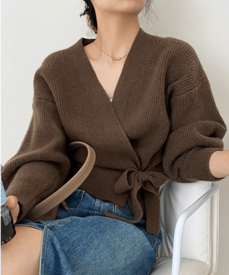 wrap knit cardigan / 5color　hm2617