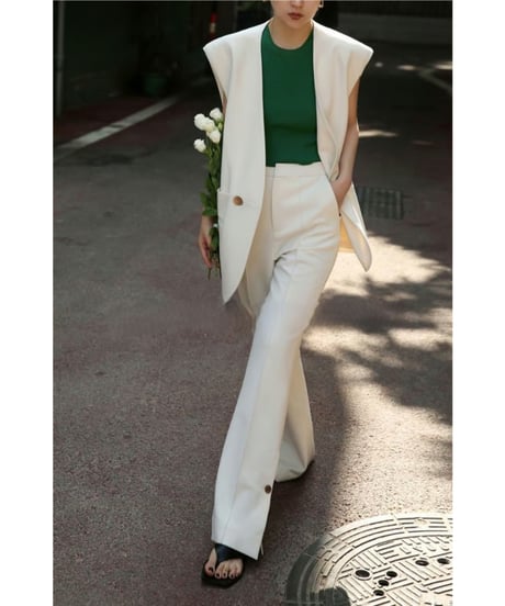 mode long vest / 2color　hm2850