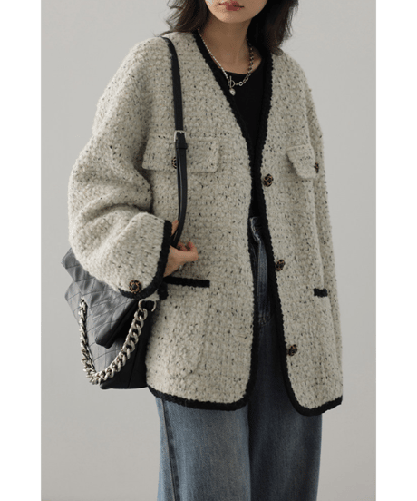 tweed trim jacket / 2color　hm2711