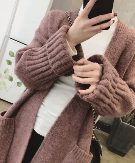 oversized long cardigan / 4color　hm2701
