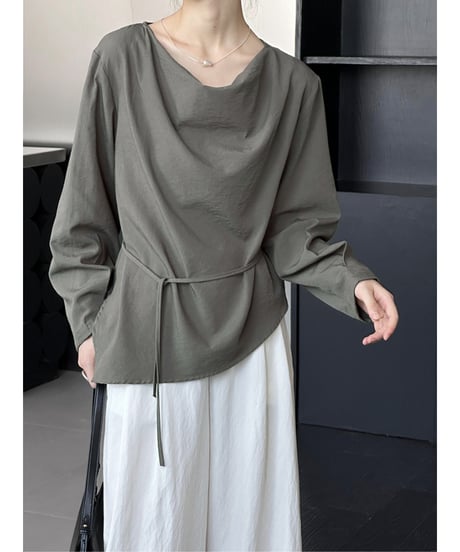 waist ribbon blouse / 3color　hm2049