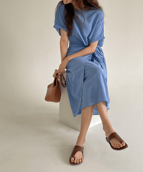 wrap linen dress　hm2868