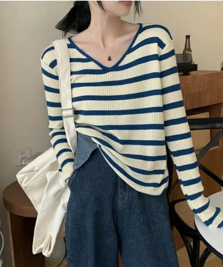 border knit top / 3color　hm2518