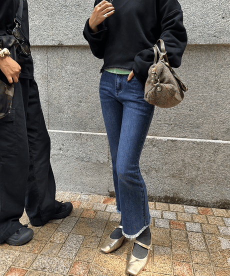 fringe denim pants / 2color　hm1694