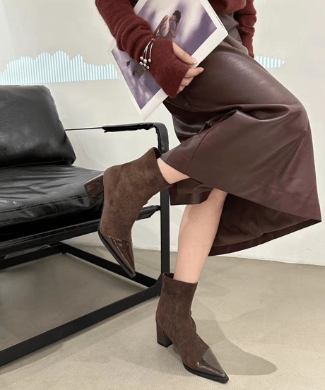 spliced high heel boots / 4color　hm2528