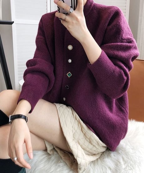 jewel button cardigan  / 4color　hm1789