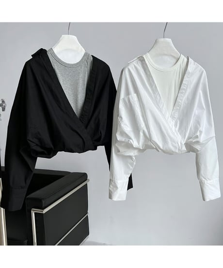 cross wrap shirt / 2color　hm2056