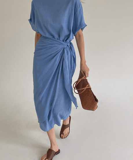 wrap linen dress　hm2868