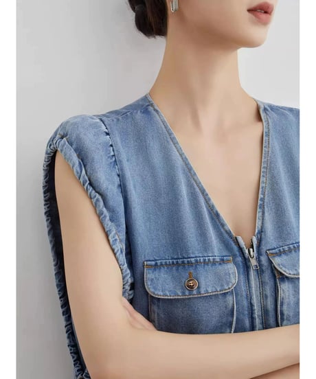 Unique Denim Vest Dress　hm2492