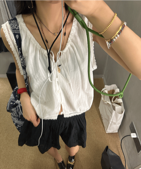 lace tank blouse / 2color　hm2418