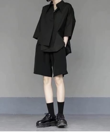 asymmetric casual shirt / 2color　hm2504