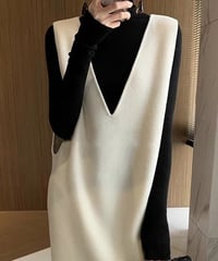 v-neck slit dress　hm1723