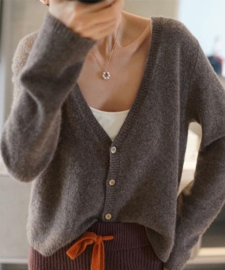 v-neck loose cardigan / 5color　hm1841