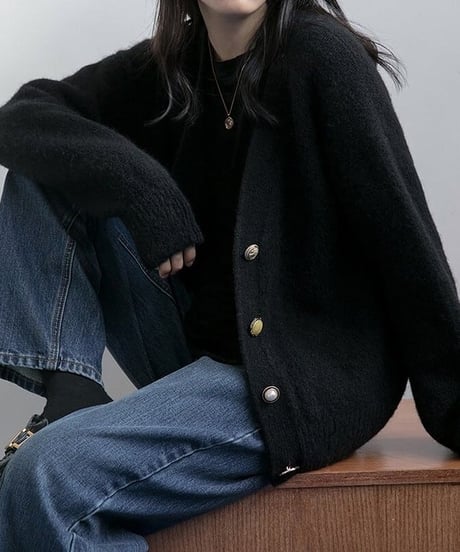 design button knit cardigan　hm1724