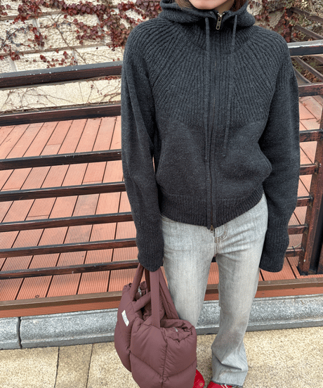 knit hood parka / 2color　hm1117