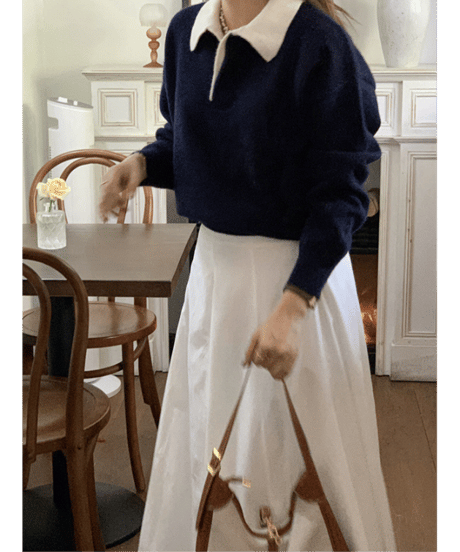 classic collar knit polo / 2color　hm2703