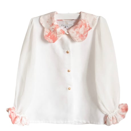 【LRDM Petits】Loulou blouse White cotton with pink