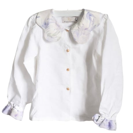 【LRDM Petits】 Loulou blouse White cotton with lilac