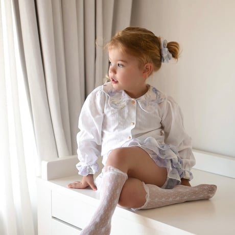 【LRDM Petits】 Loulou blouse White cotton with lilac