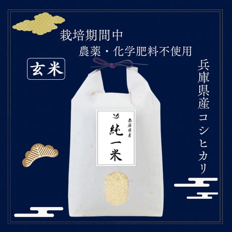 令和7年　純一米　栽培期間中農薬・化学肥料不使用　玄米　10kg!!