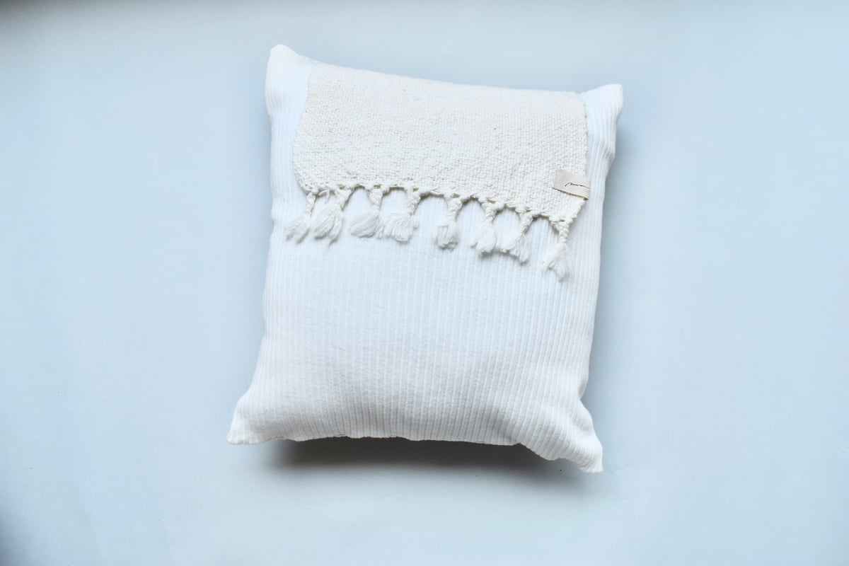 クッションカバー／亜麻(手紡ぎ)・木綿 クッションかカバー(青)／亜麻