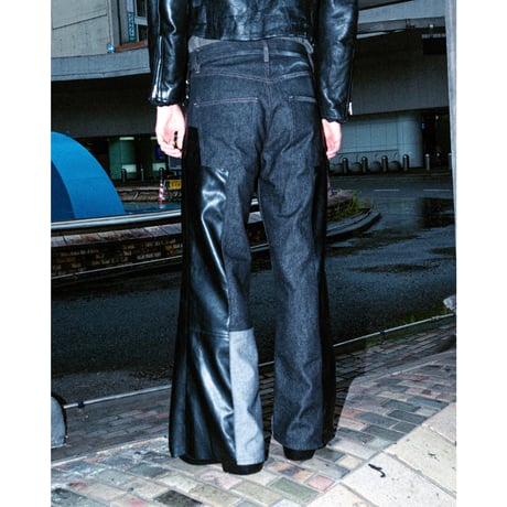 PATCHWORK FLARE DENIM 【BLACK】