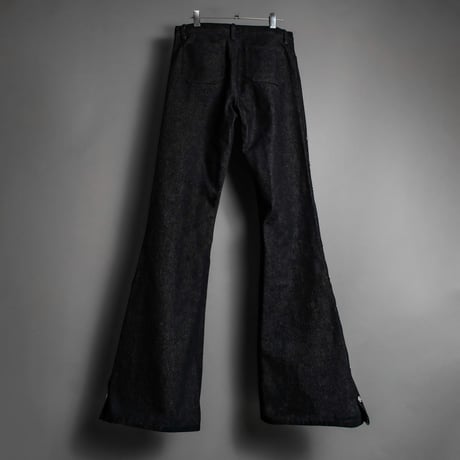Side snap bell-bottom denim【Black】