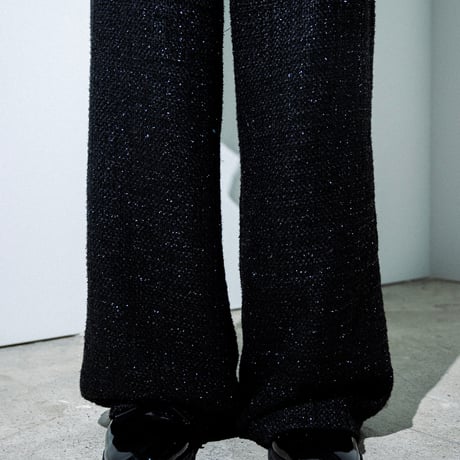 SPARKLE LAME TWEED PANTS【BLACK】