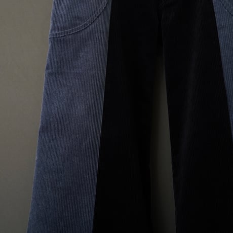 WIDE FLARE CORDUROY PANTS【BLUE×BLACK】