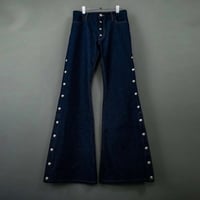 Side snap bell-bottom denim【Indigo】