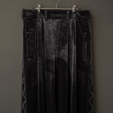 EMBROIDERY VELOUR WIDE PANTS【GRAY】