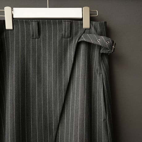 STRIPE WRAP SKIRT "Long"【GRAY】