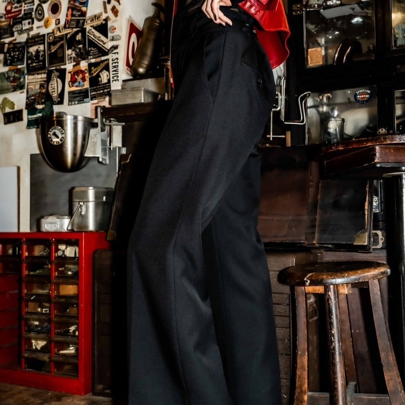 PINTUCK MEGA FLARE SLACKS 【BLACK】 | SHIKITARI PINTUCK MEGA FLARE SLACKS 【BLACK】 | SHIKITARI