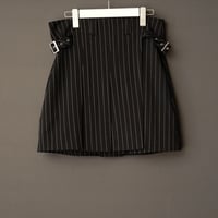 STRIPE WRAP SKIRT "Short"【BLACK】