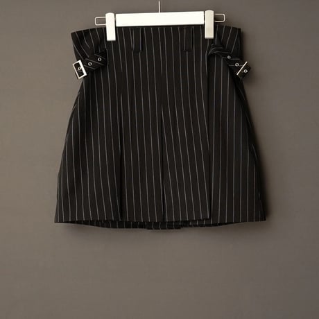 STRIPE WRAP SKIRT "Short"【BLACK】