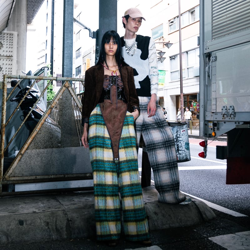 SHAGGY CHECK PANTS【BLUE】 | SHIKITARI