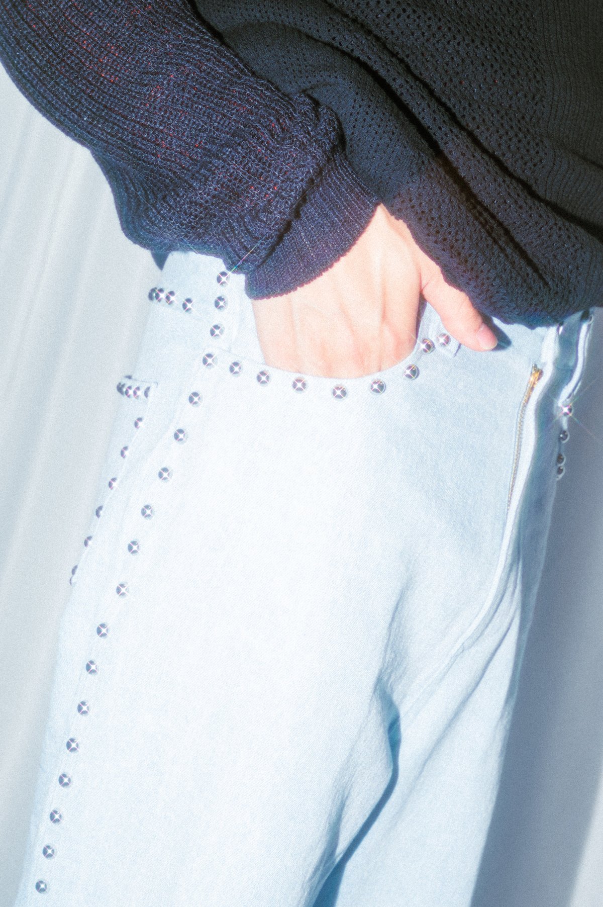 STUDDED DENIM PANTS【BLUE】 | SHIKITARI