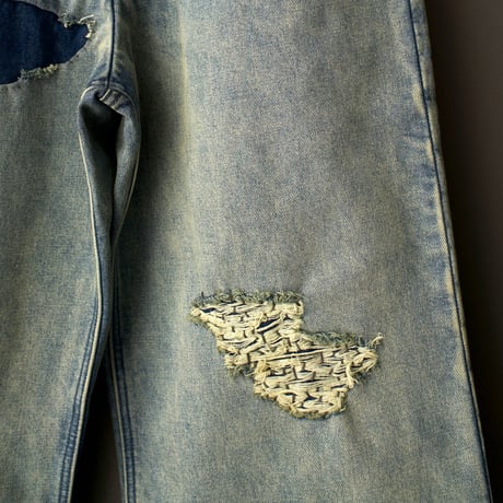 FADED WIDE DENIM PANTS