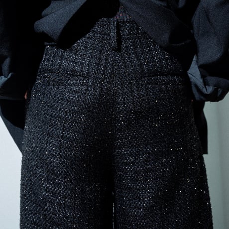SPARKLE LAME TWEED PANTS【BLACK】