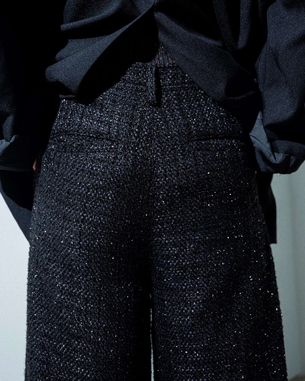 SPARKLE LAME TWEED PANTS【BLACK】 | SHIKITARI