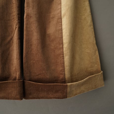 WIDE FLARE CORDUROY PANTS【BROWN×BEIGE】